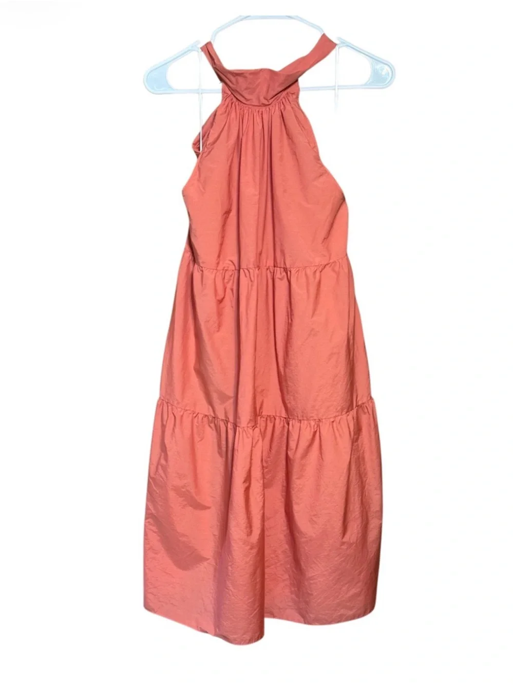 Theory Coral Halter Tiered Mini Dress Small Sleeveless Resort